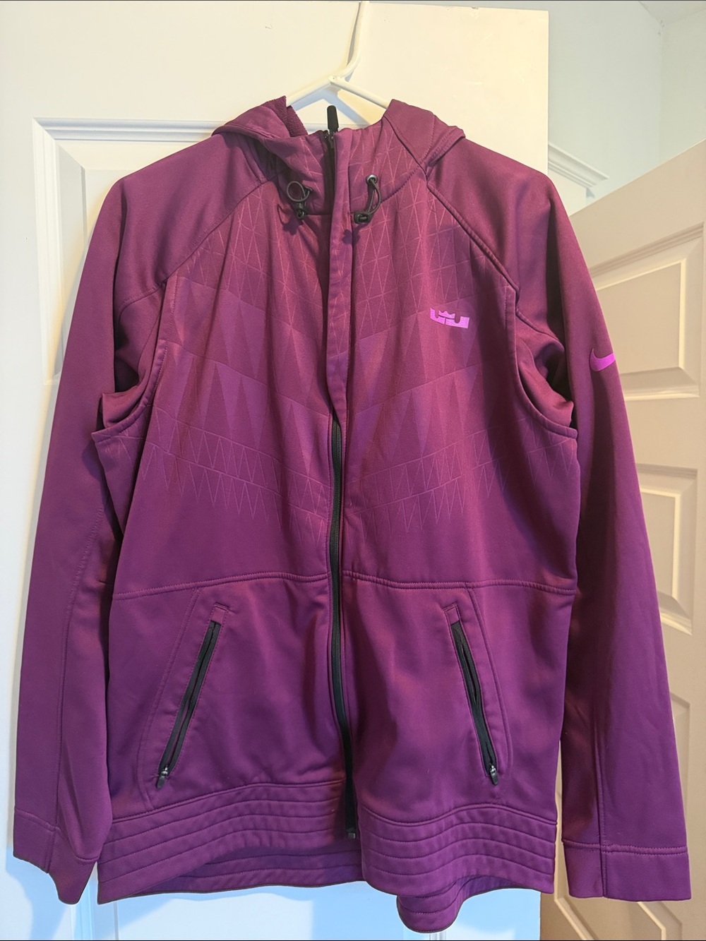 Nike LeBron James Men's Plum Hooded Bomber Jacket - Magenta